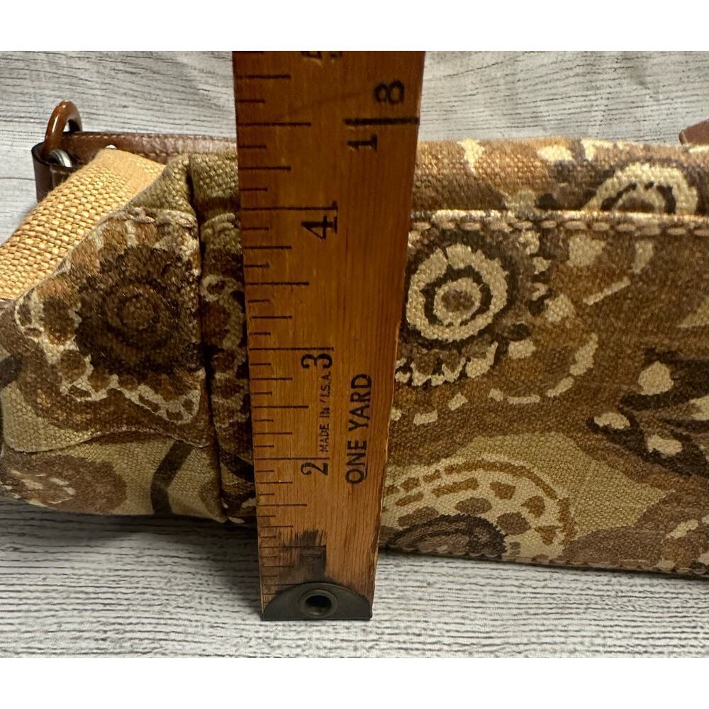 Fossil Paisley Bottom Shoulder Bag Leather & Wood Trim Hobo Purse - Picture 7 of 15